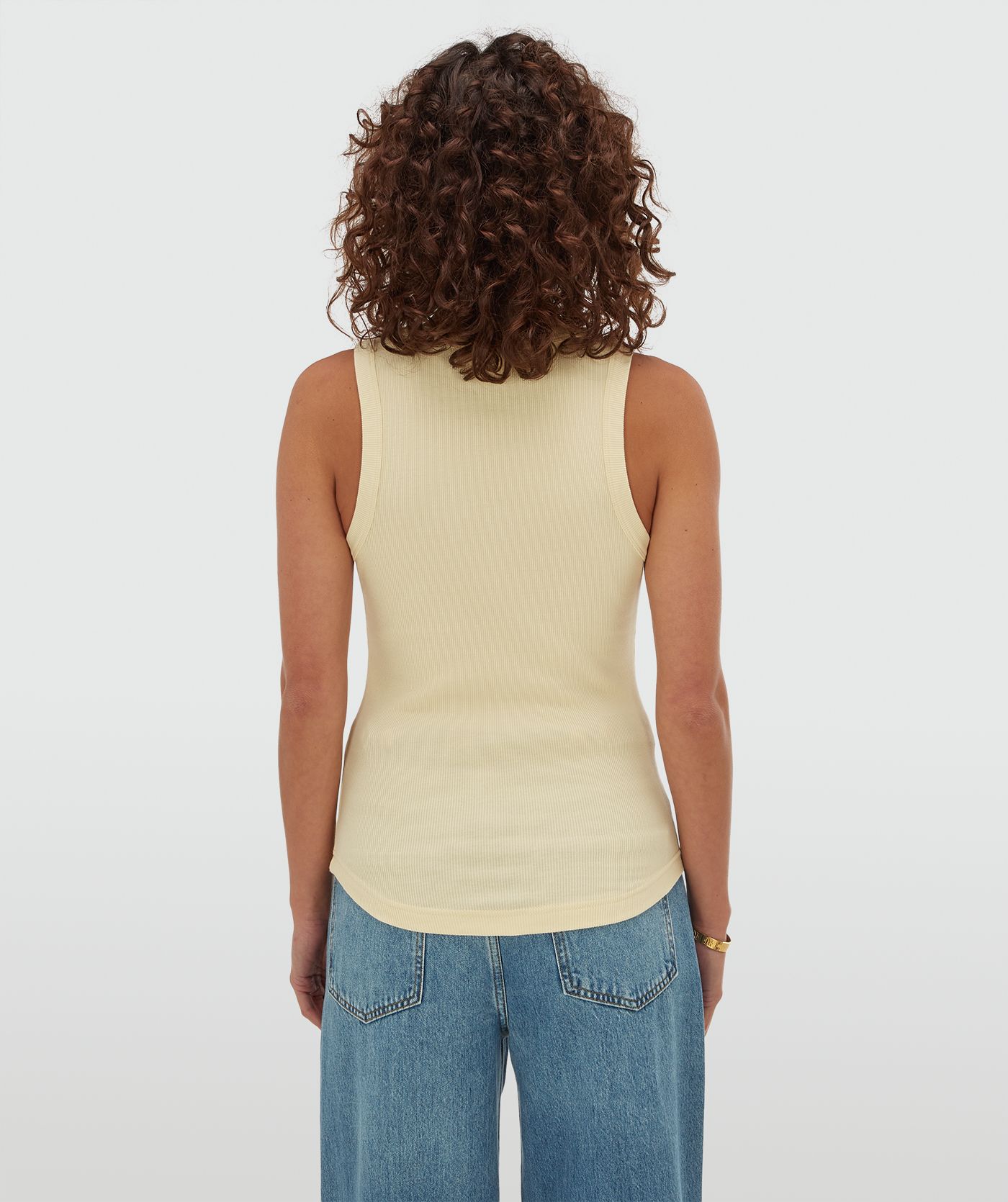 JV-DIEDA slim fit top met logo - butter yellow