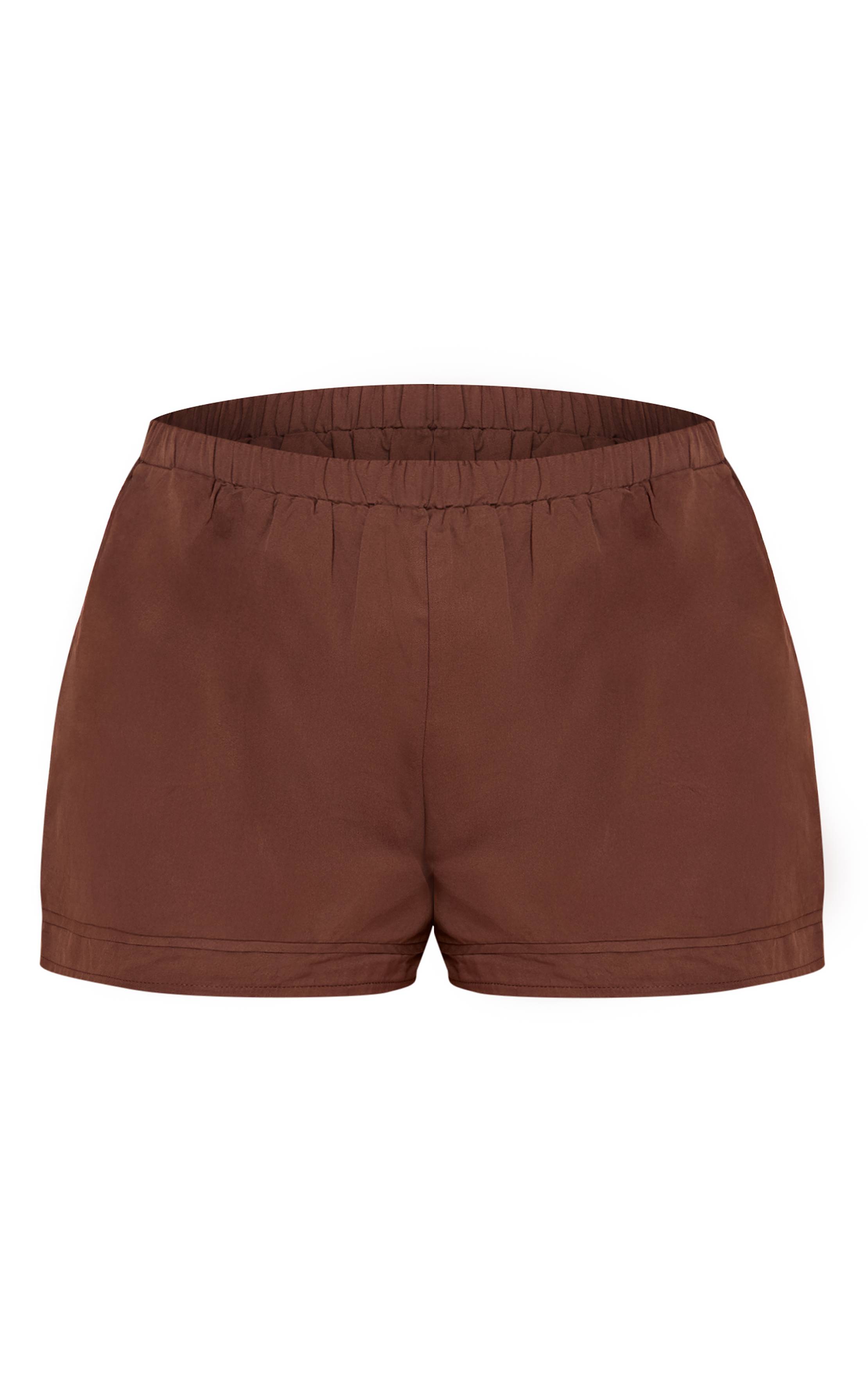 Chocolat Ensemble Short Fluide En Coton Tissé Avec Détails Plissés