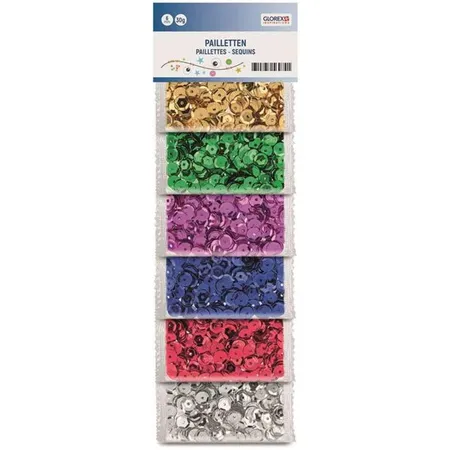 Glorex Pailletten Mix, 30 g bunt und glänzend, sortiert in 6 leuchtkräftigen Farben