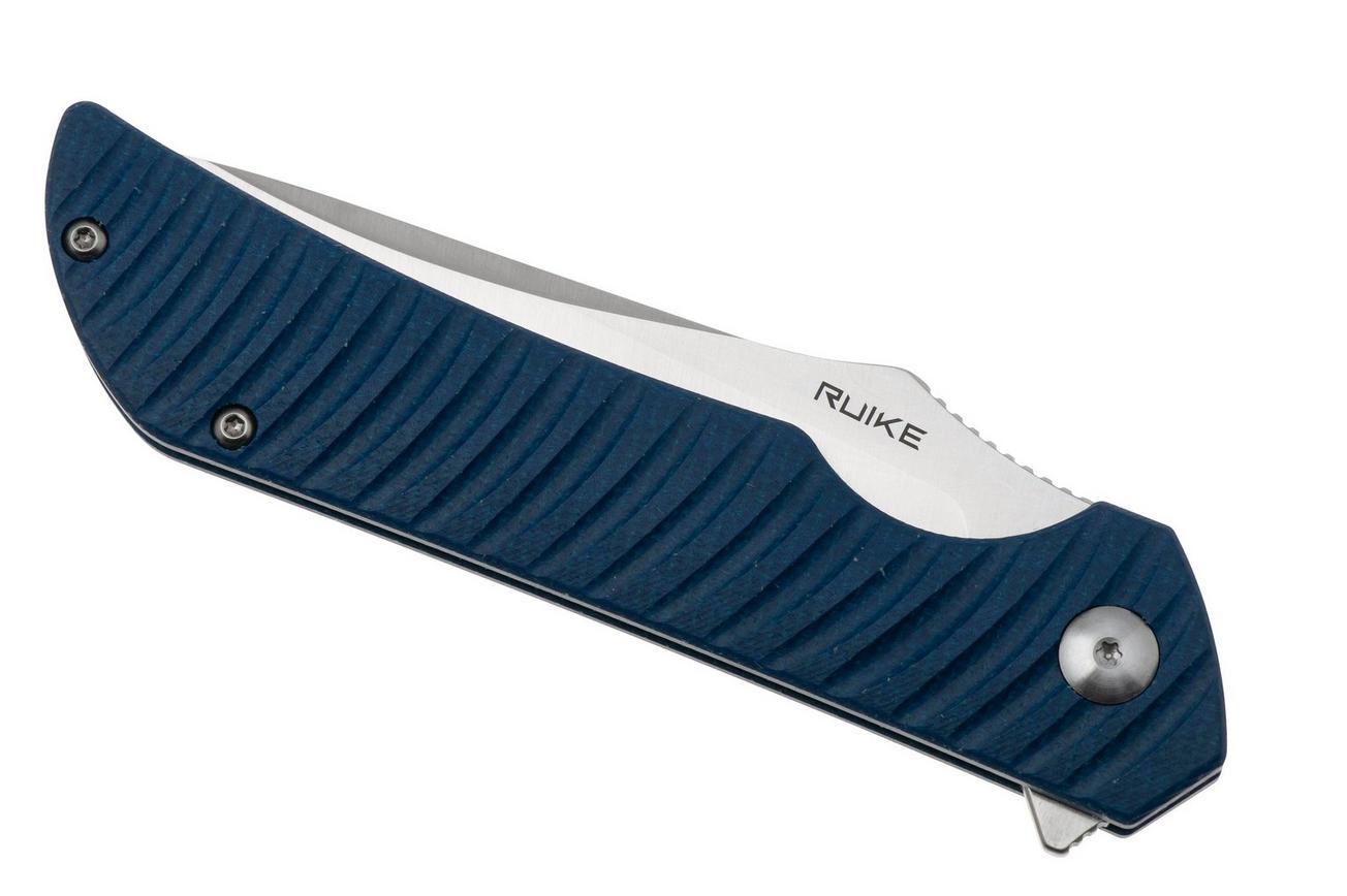Ruike P123-ME Satin 14C28N, Blue Micarta, zakmes
