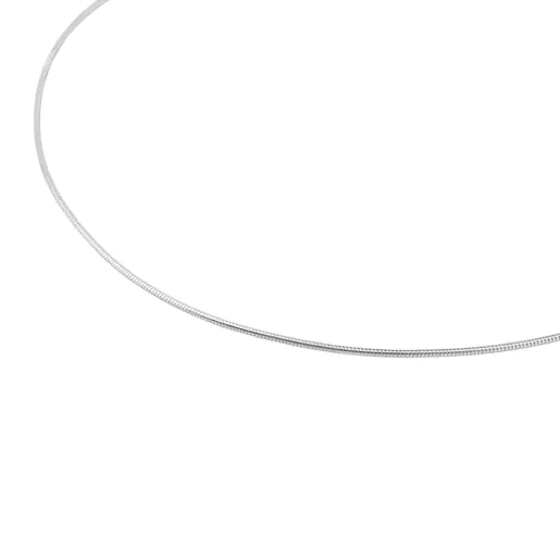Gargantilha de cordão prateado, corrente de 40 cm