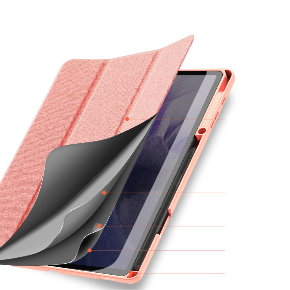 Samsung Galaxy Tab S8  Plus / Tab S7 FE 5G / Tab S7  Plus Tasche Smart Cover Hülle Stoff Design mit S-Pen Halterung - Rosa