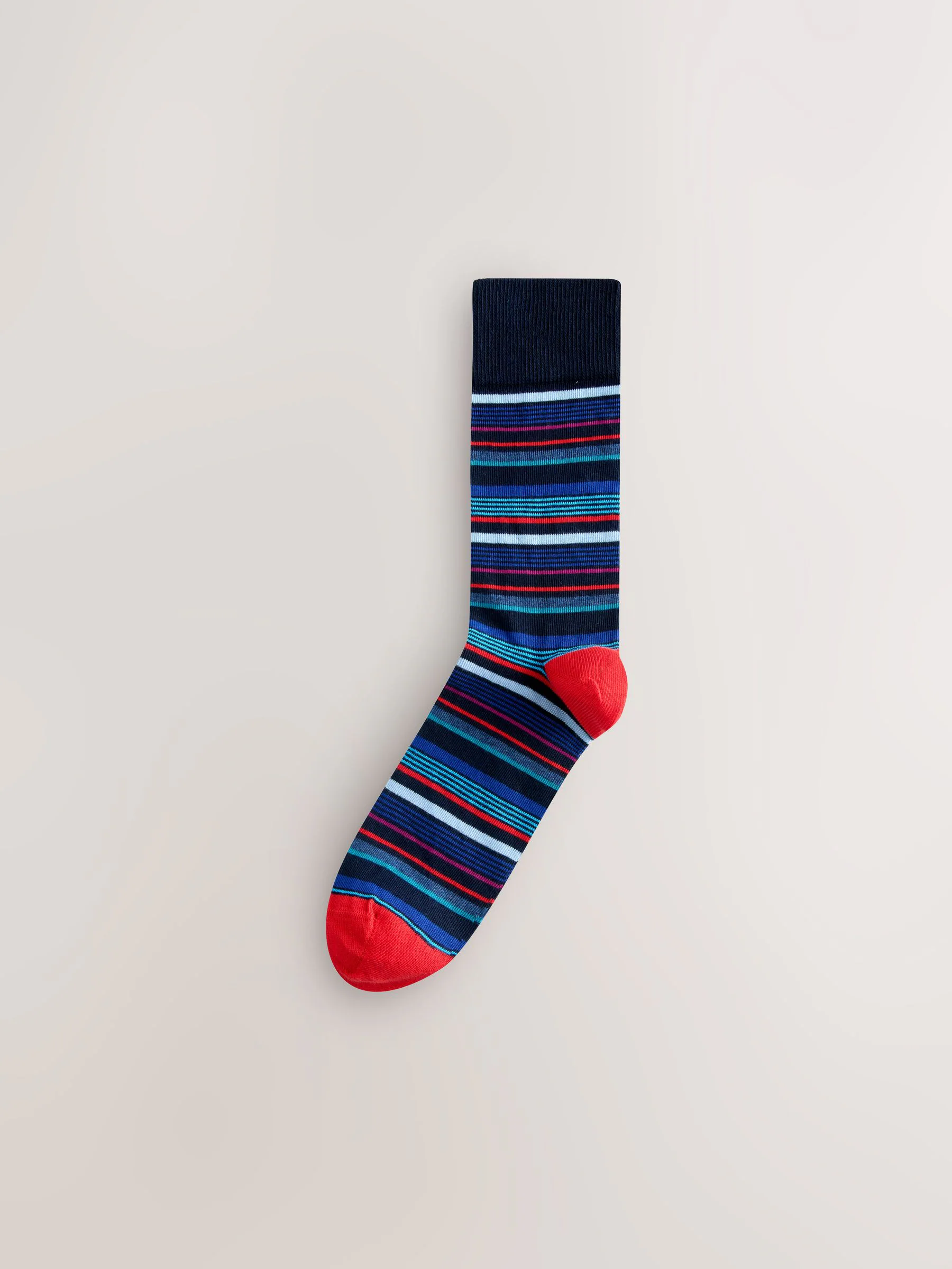 Blauw/oranje - Set van 8 sokken met patroon