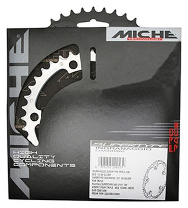 PLATEAU ROUTE 5BRA D.130  MICHE 39DTS MILIEU TRIPLE TYPE SHIMANO ALU ARGENT 9-10V.