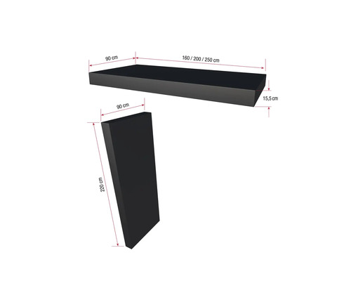 Gutta luifel BS 160 RAL 7016 antraciet 160x90 cm