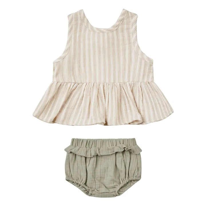 Quincy Mae Top et Bloomer Rayé | Sauge