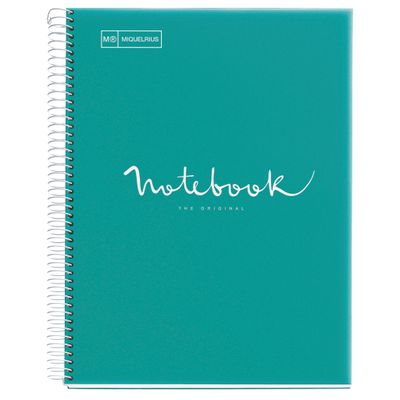 Notebook Emotions, couverture souple, A4 séyès, 80 feuilles de 1 couleur, Miquelrius, Turquoise.