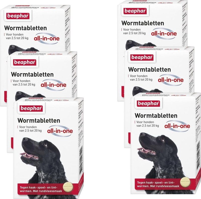 Beaphar - All-in-one Ontworming Tabletten - 2,5 - 20 kg - 6 Tabletten