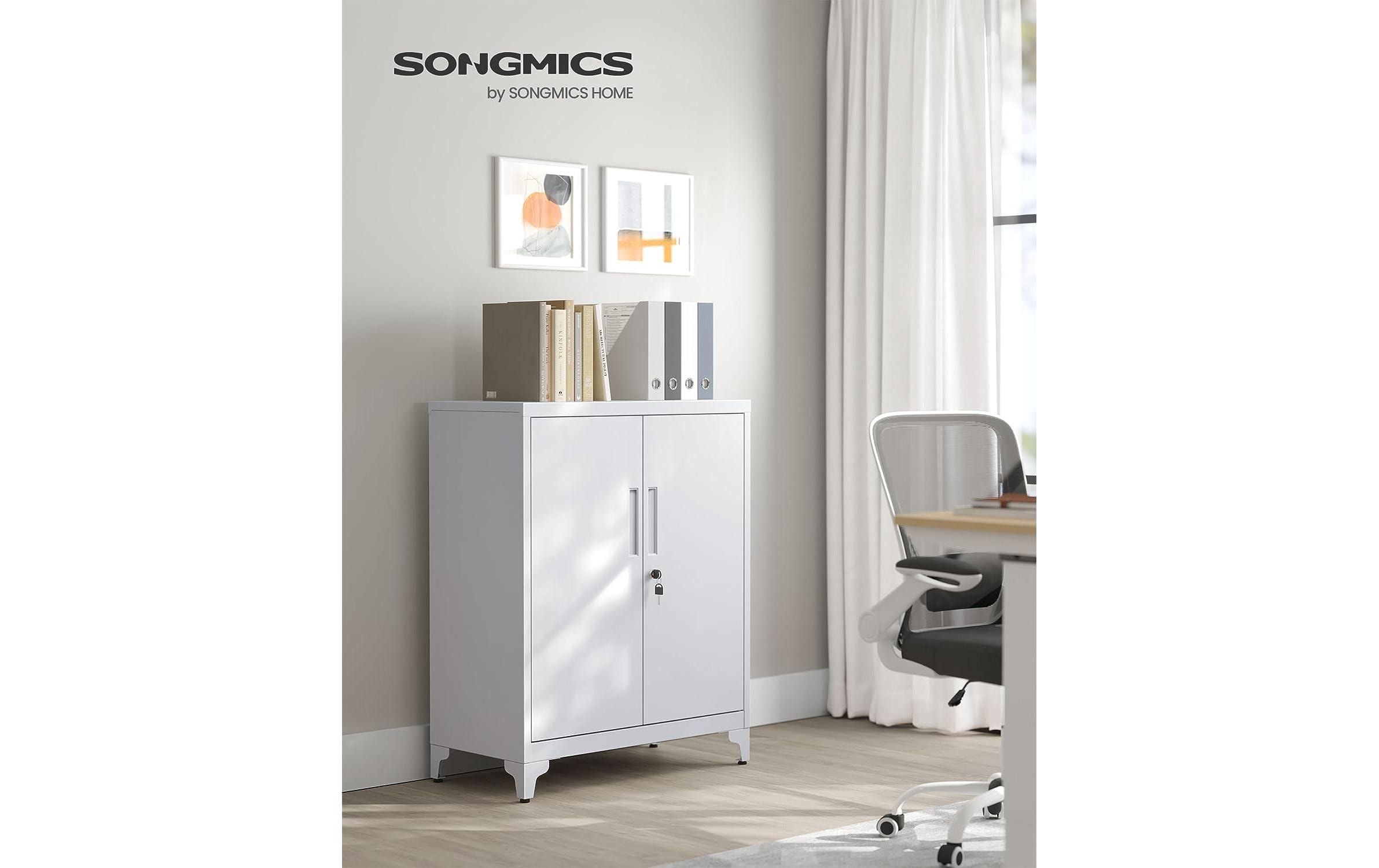 Metall-Lagerschrank 40 x 80 x 90 cm, Weiss<br>Abschliessbarer Aktenschrank