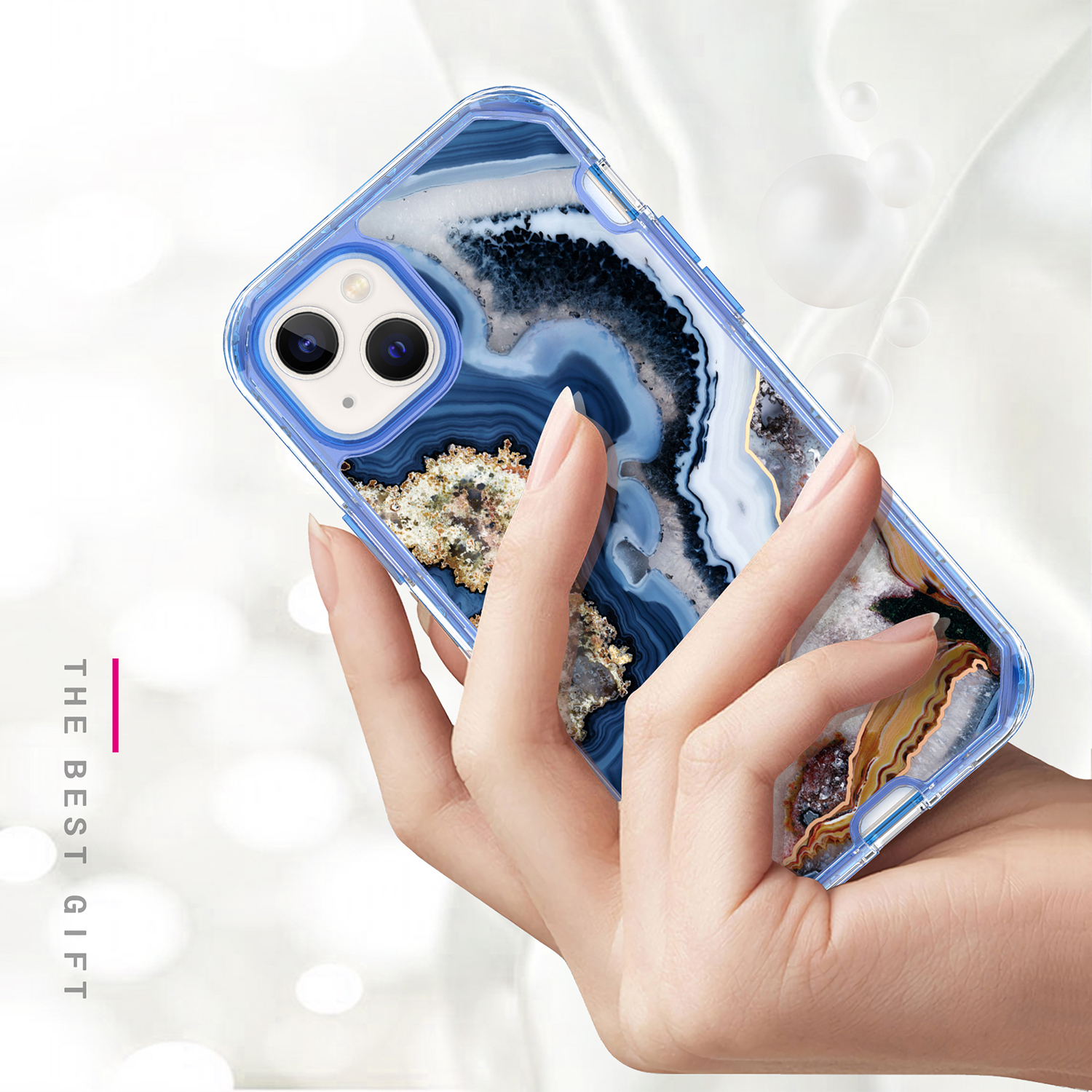 iPhone SE (2022/2020) / 8 / 7 Hybrid Hülle TPU Bumper mit Acryl Rückseite im Marble Marmor Design - Style 1
