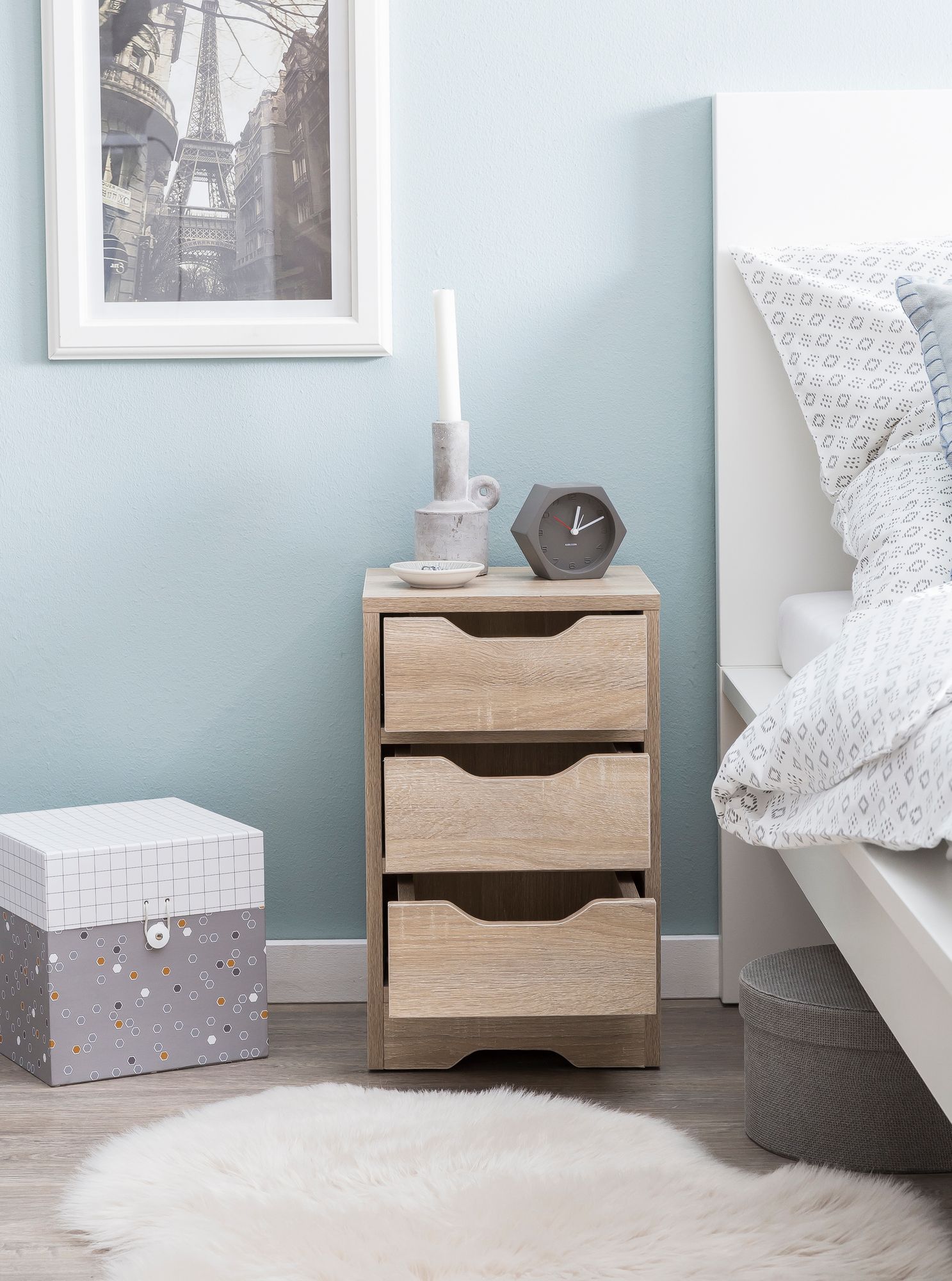 KADIMA DESIGN Nachtkonsole mit 3 Schubladen: Modernes Design, 3 Schubladen, große Ablagefläche, Melaminharzbeschichtung, kratzfest, wasserabweisend.