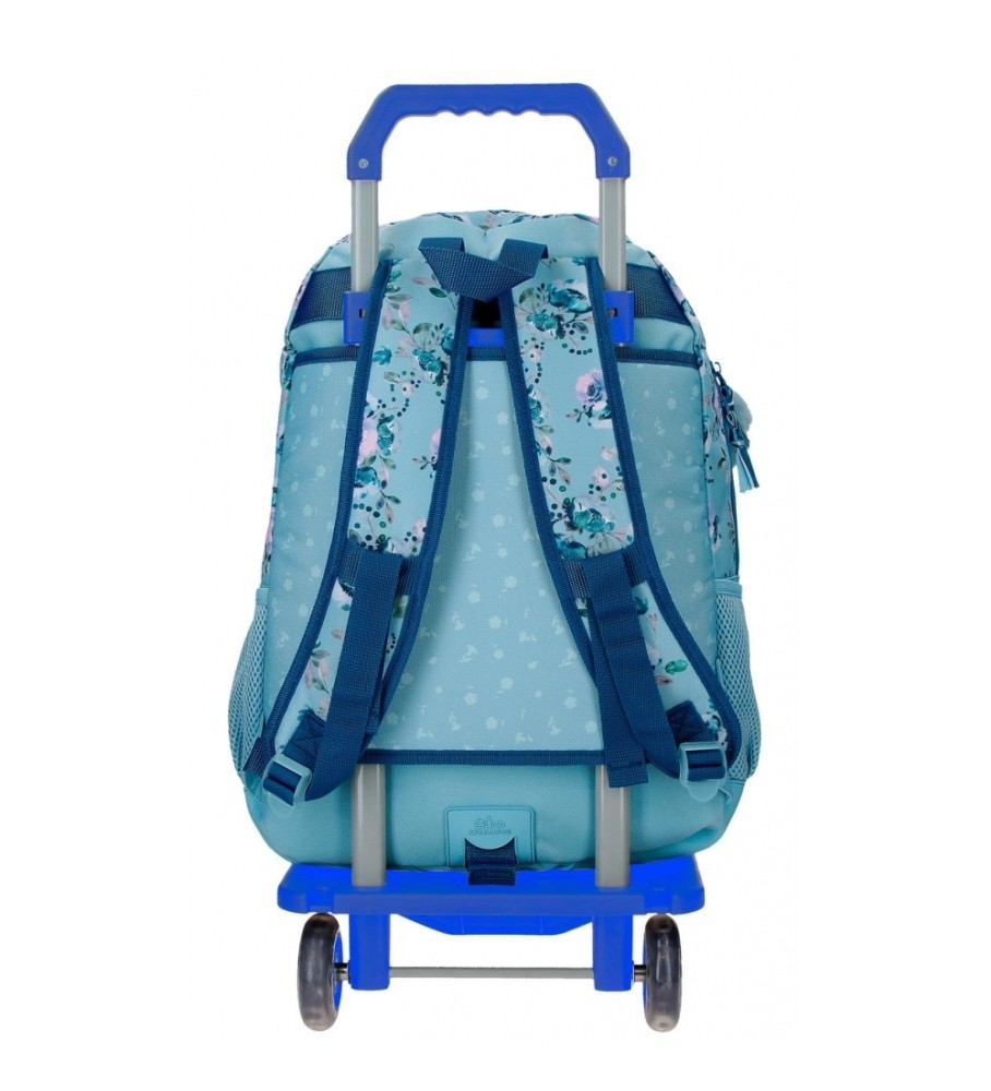 Joumma Bags Mochila Escolar MovomWild Flowers dos compartimentos con carro azul -33x46x17cm-