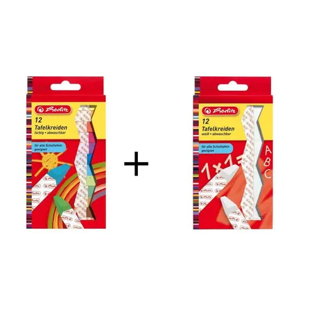 Herlitz Tafelkreiden Set 24tlg. 12 Stangen farbig + 12 Stangen weiß