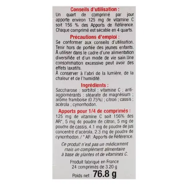 Les 3 Chênes Tonus & Immunity Acerola 500 24 comprimidos mastigáveis