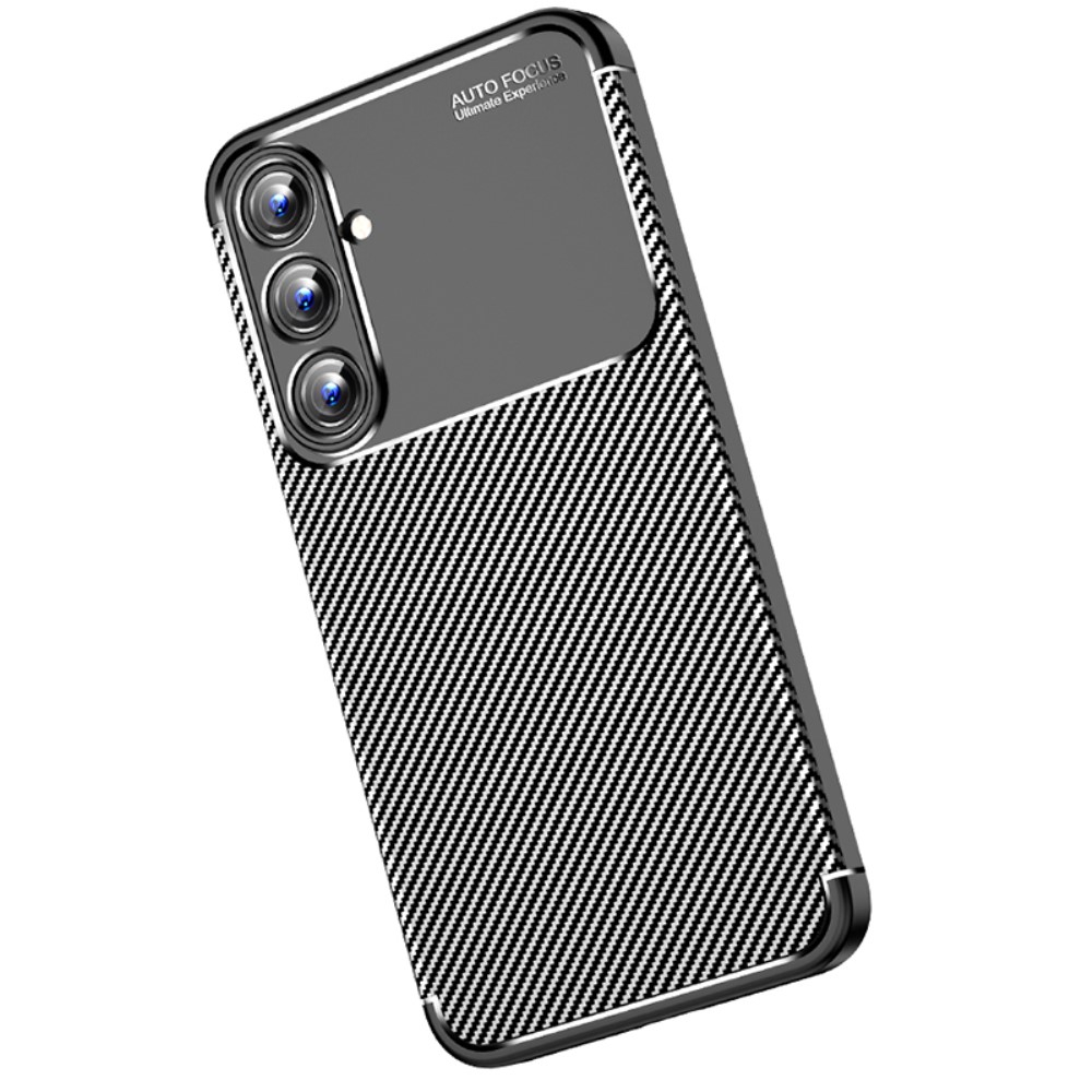 Samsung Galaxy A55 Gummi Case Schutzhülle mit Air Cushion Fallschutz im Carbon Look - Schwarz