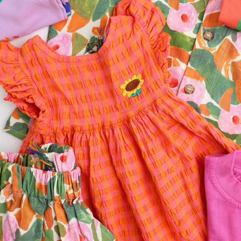 Køb Bobo Choses Coral Pink Vichy Woven Kjole