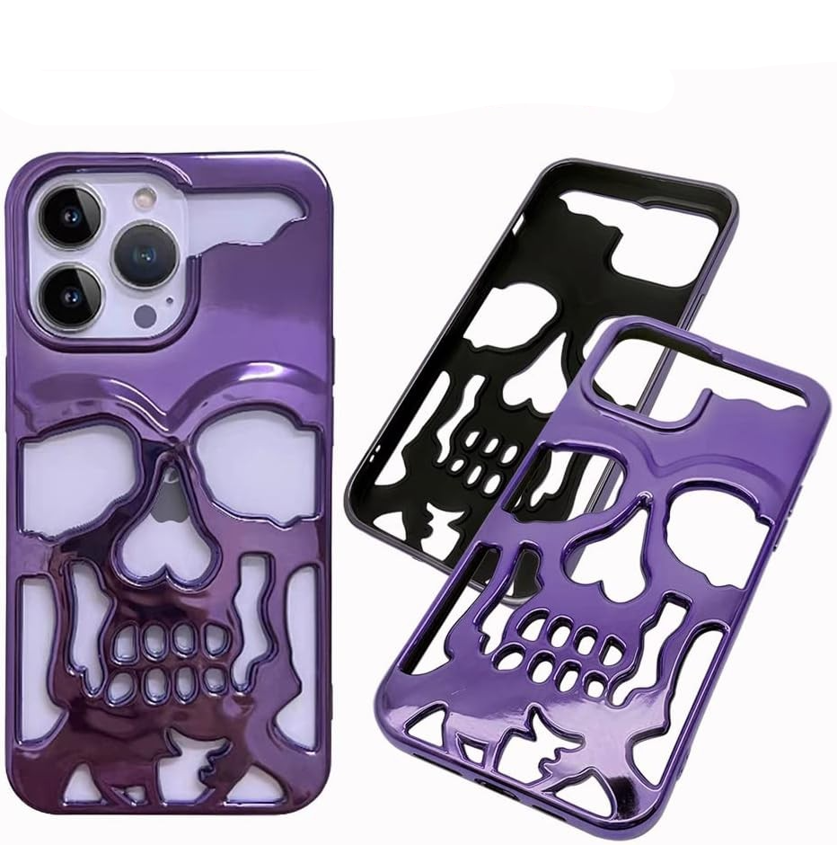 iPhone 13 Gummi Hülle Totenkopf Skull mit 3D Ausschnitt - Lila