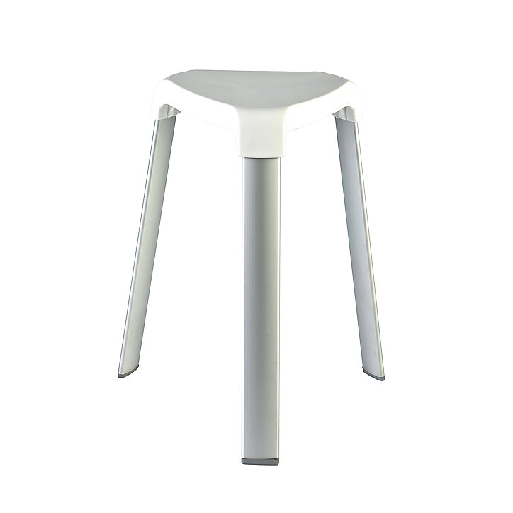 Tabouret salle de bains coloris blanc en aluminium et polypropylène P.29 x H.45 cm