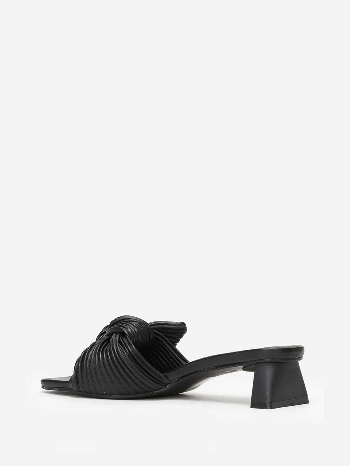 Mules à talon et nœud plissé- Noir