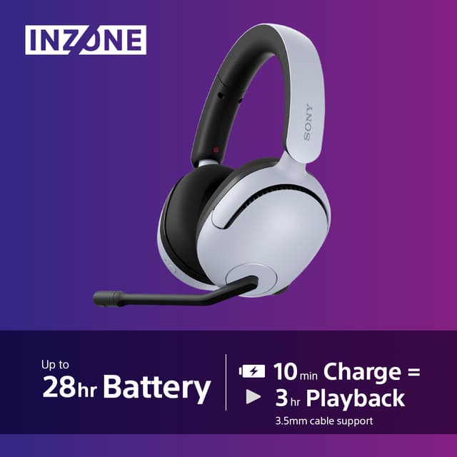 Sony Inzone H5 trådløse gaming-høretelefoner (hvid)