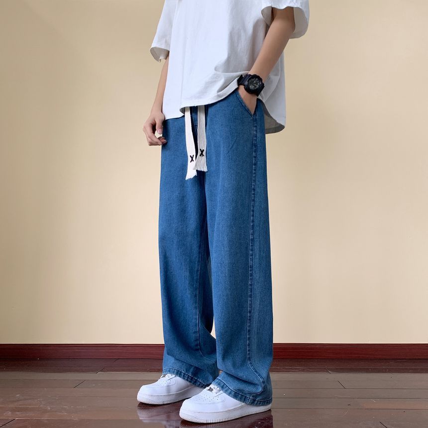 Breeson - Low Rise Washed Wide Leg Jeans