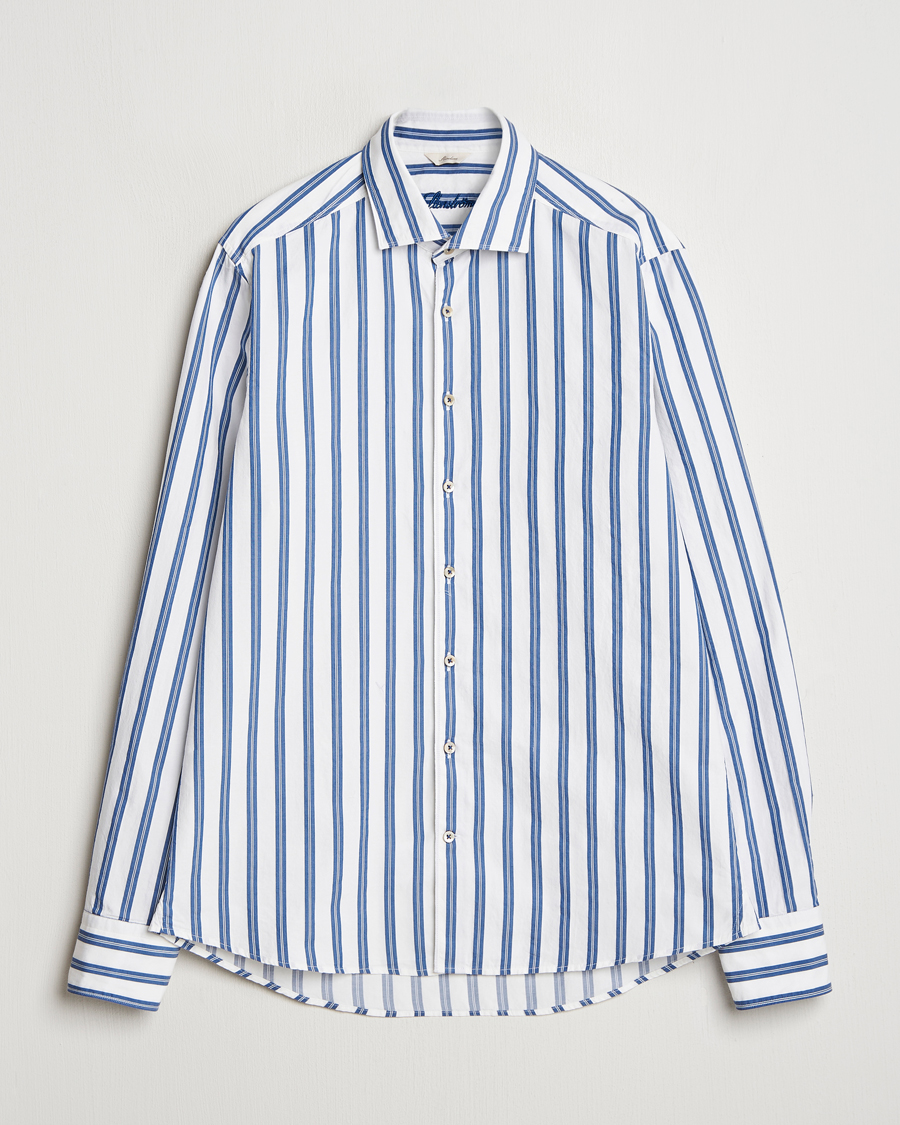 Stenströms Slimline Striped Casual Shirt Blue/White
