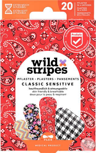Wild Stripes Classic Sensitive Pansements En 4 Tailles Fashion 20 Pansements