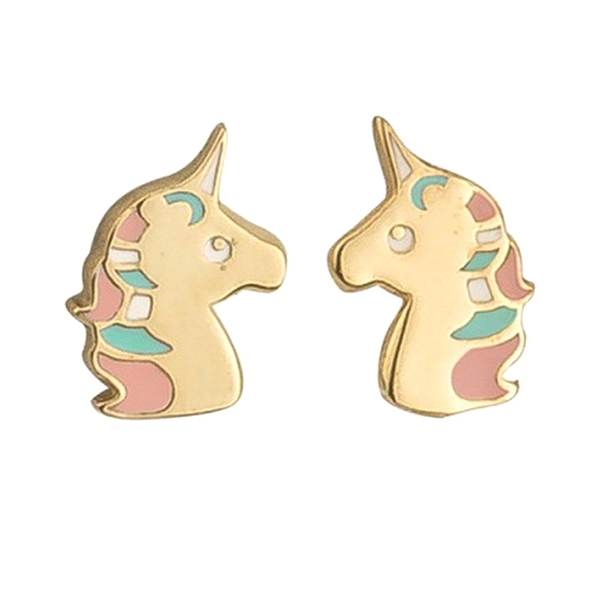 Boucles d'oreilles puces licorne en plaqué or