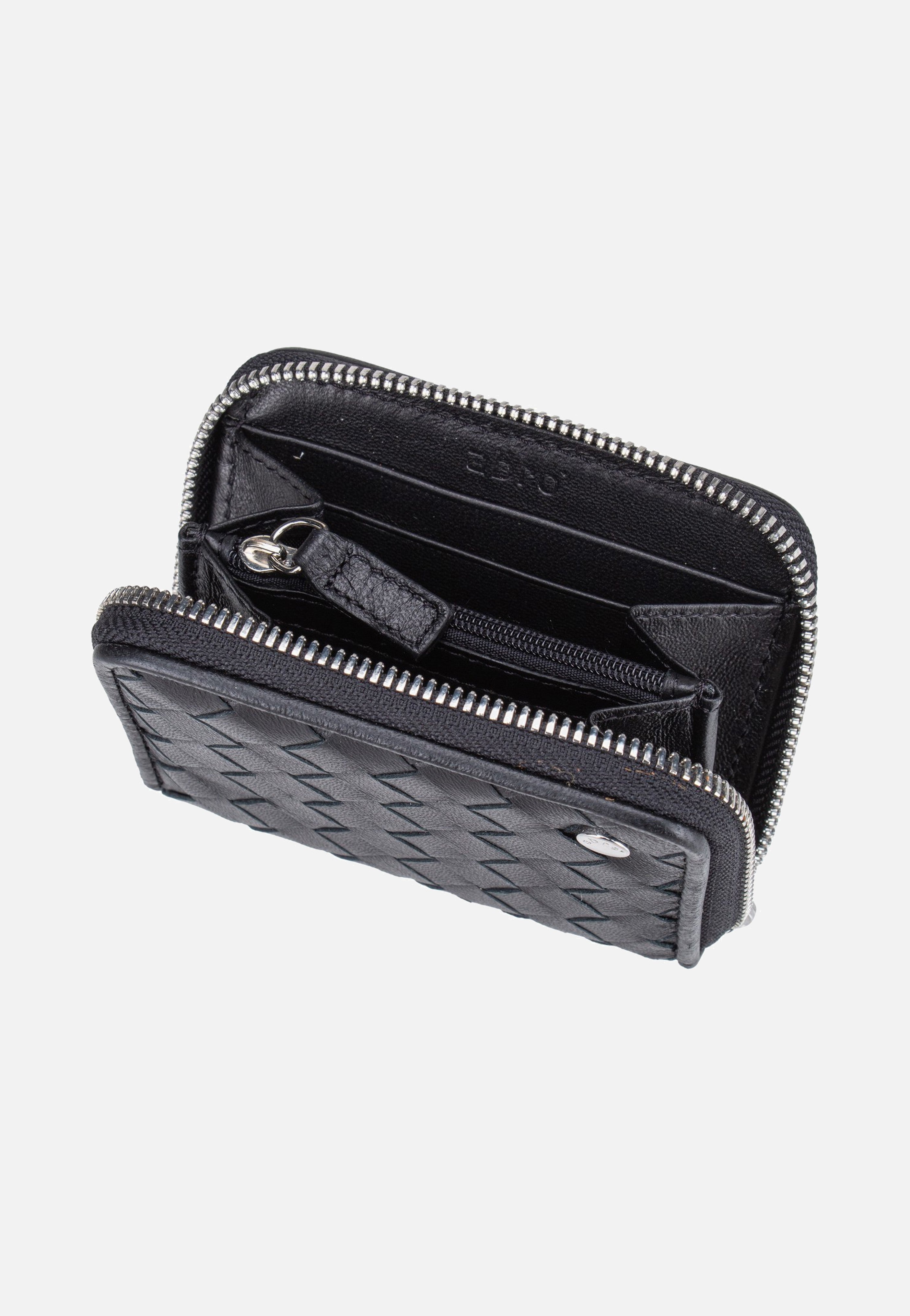 Piuma Weaving Mini Wallet Black/Nickel - Portemonnaie