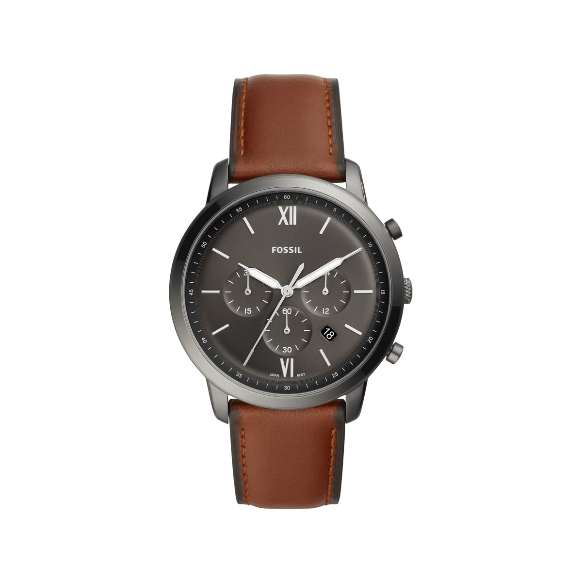 Montre Fossil Grant homme chronographe acier cuir marron