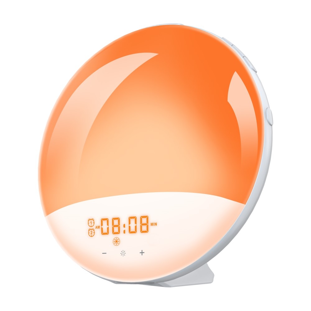 Smart Sunrise Wake Up Licht USB Wecker Sunset Nachtlicht FM Radio Tischuhr Touch Control - Weiss