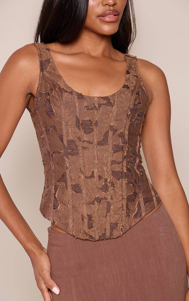 Chocolat Corset Tissé Léger Texturé