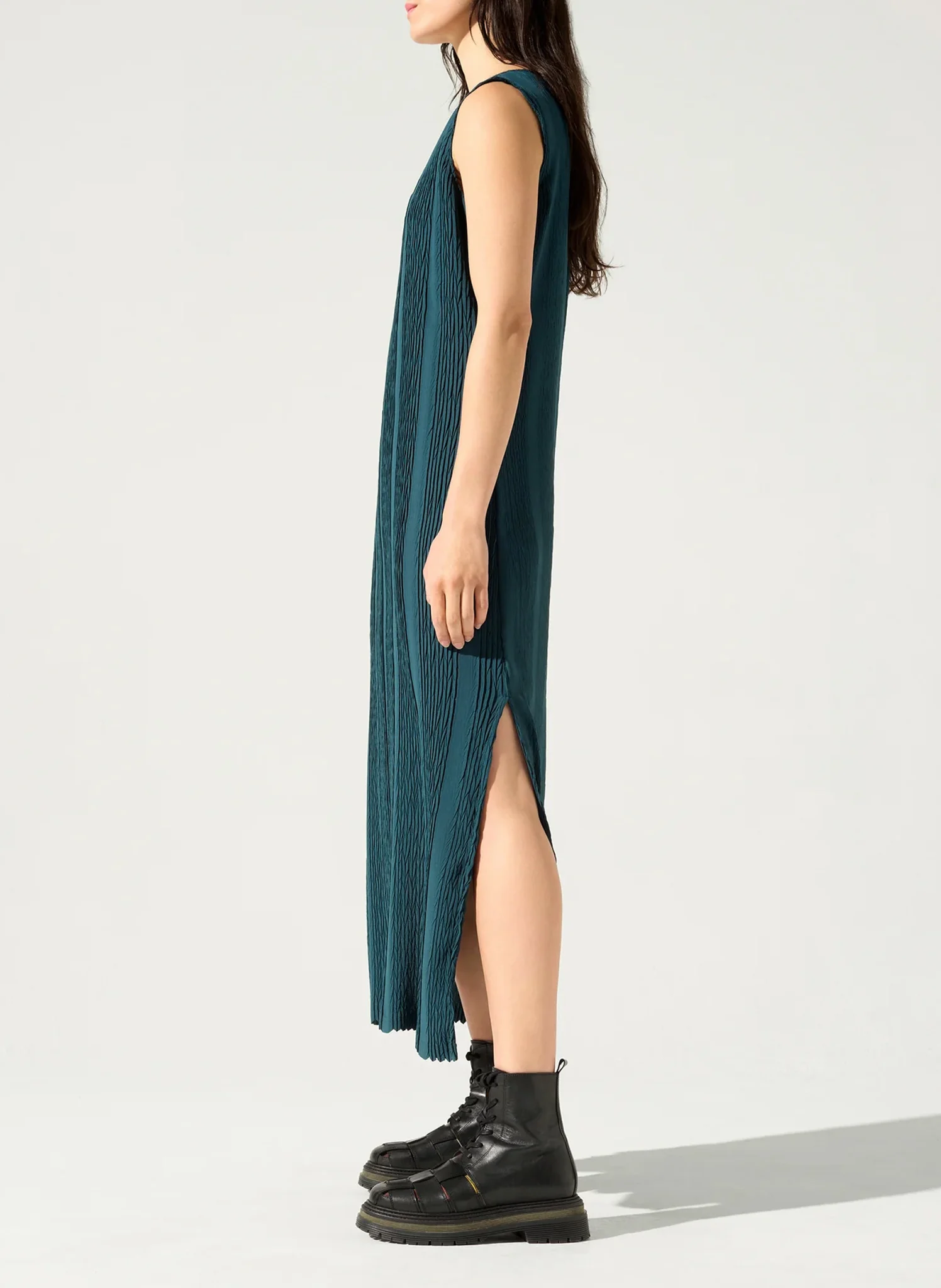 Robe midi droite en maille| Bleu