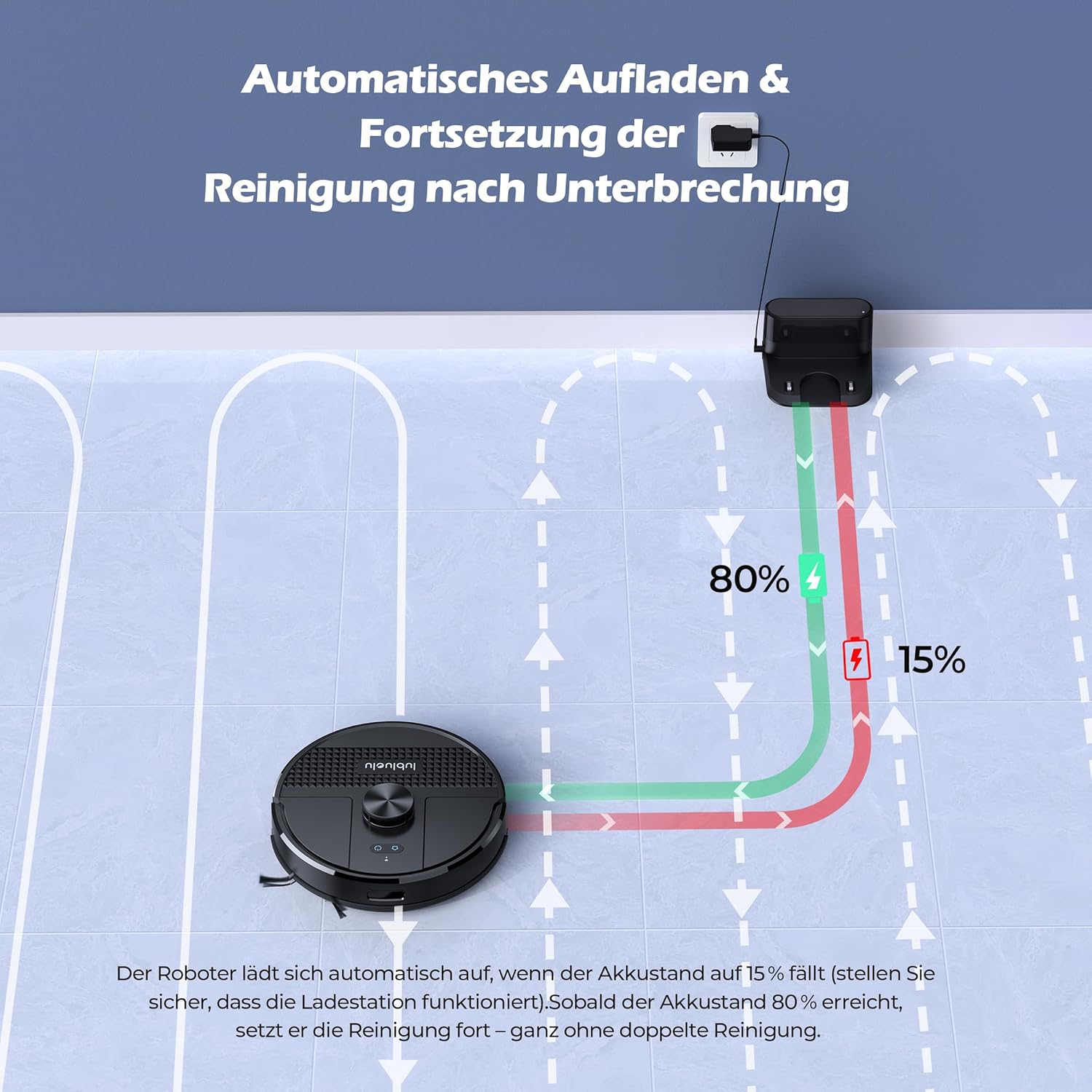 Lubluelu Saugroboter mit Absaugstation 3-in-1, 4500Pa Staubsauger Roboter mit Wischfunktion, Roboterstaubsauger mit Lasernavigation, App Steuerung, 24 No-Go Zonen für Tierhaare, Teppich (SL68 Plus)