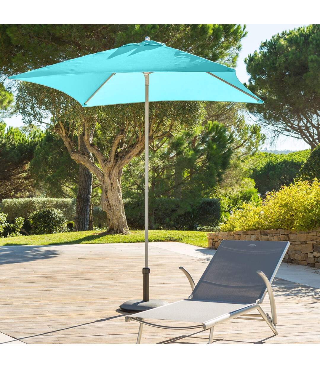 Parasol droit carré Anzio - L. 200 x l. 200 cm - Bleu émeraude