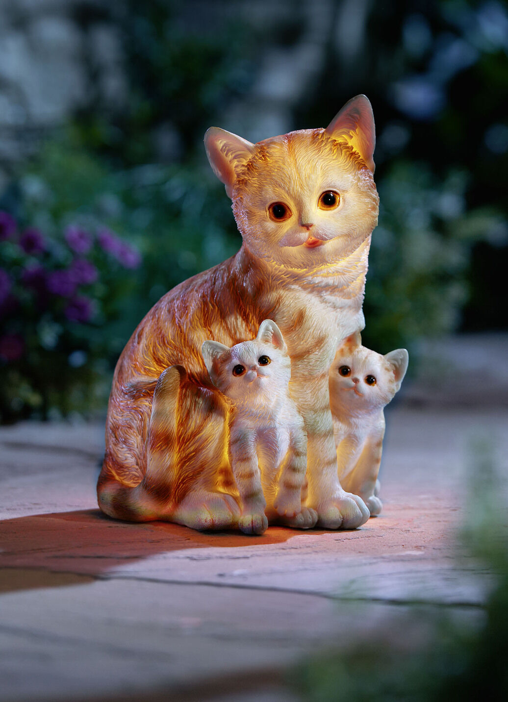 Beleuchtete Katzenfamilie