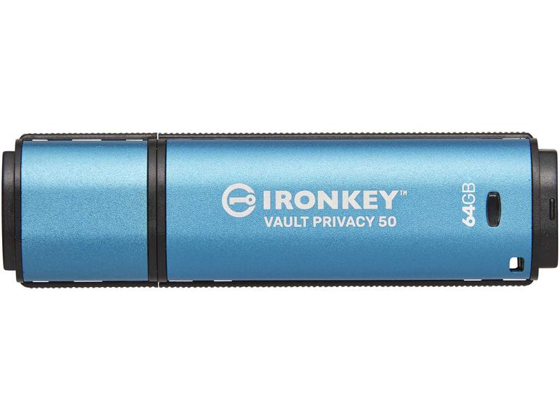 Kingston USB-Stick IronKey Vault Privacy 50 64 GB XTS-AES 256-Bit verschlüsselter USB-Stick mit 64 GB Speicherkapazität
