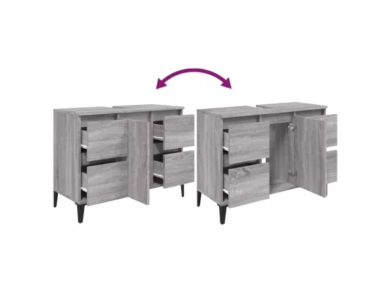 Meuble d'évier sonoma gris 80x33x60 cm bois d'ingénierie