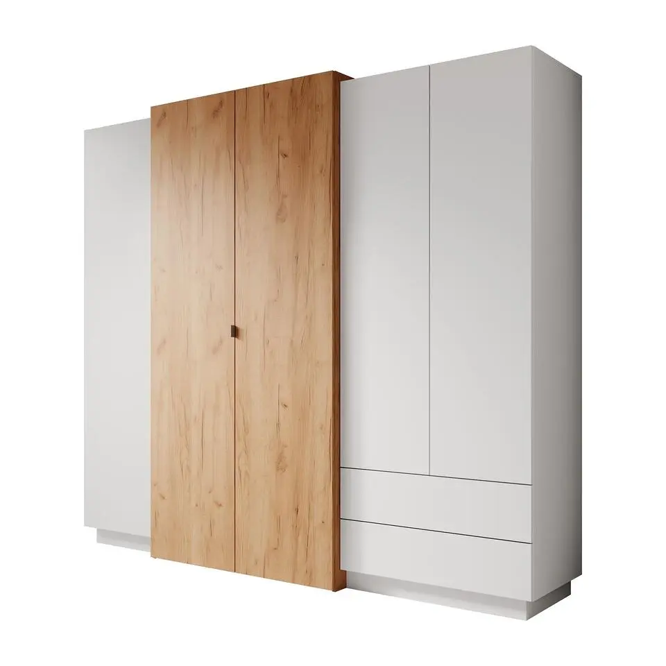 Meubella - Kledingkast Three - Wit - Eiken - 230 cm