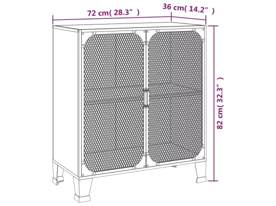 Armoire de rangement Gris 72x36x82 cm Métal et MDF
