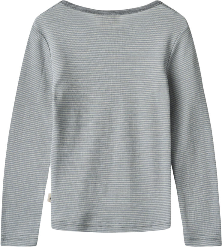 Wheat Langærmet Uld T-shirt Navy stripe
