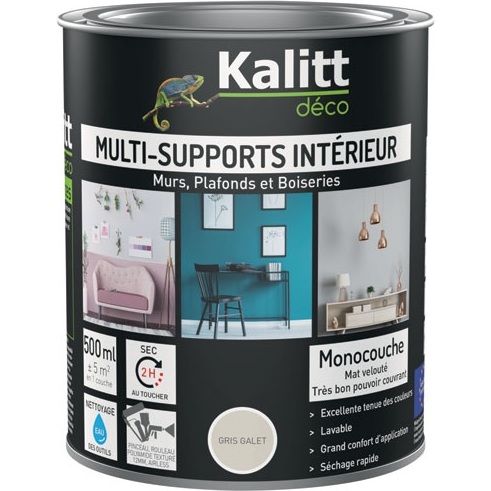 Peinture multi-supports 0,5 L Acrylique Mat - Gris Galet