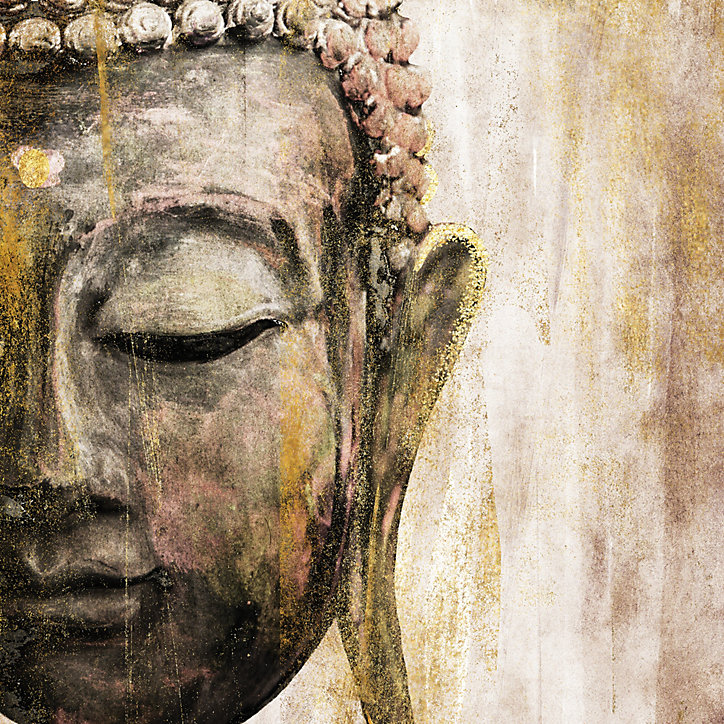 Toile imprimée couleur Bouddha Dada Art orientation portrait l.50 x H.50 x ép.3 cm