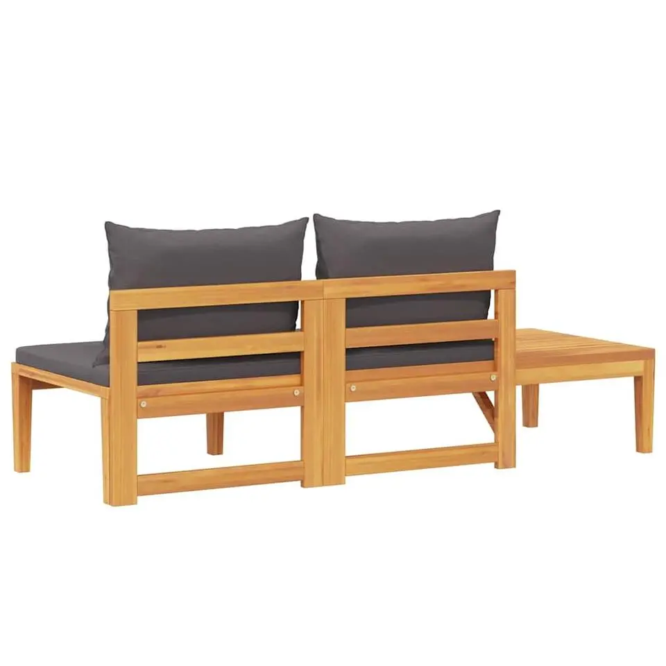 vidaXL - Tuinbank - Grijs - Acaciahout - Met tafel en kussens