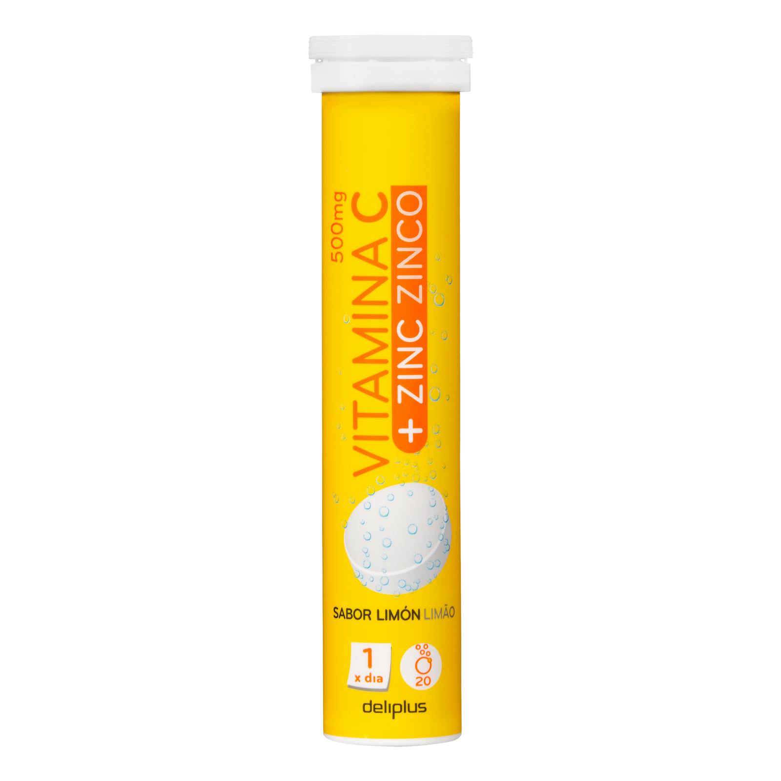 Comprimés effervescents Deliplus à la vitamine C et au zinc, saveur citron