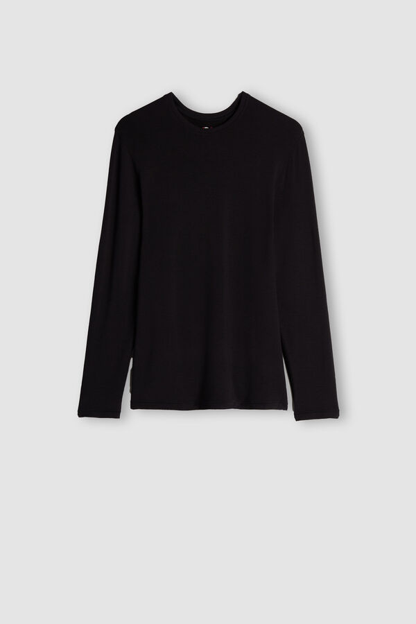 Camiseta de manga comprida em modal e cashmere