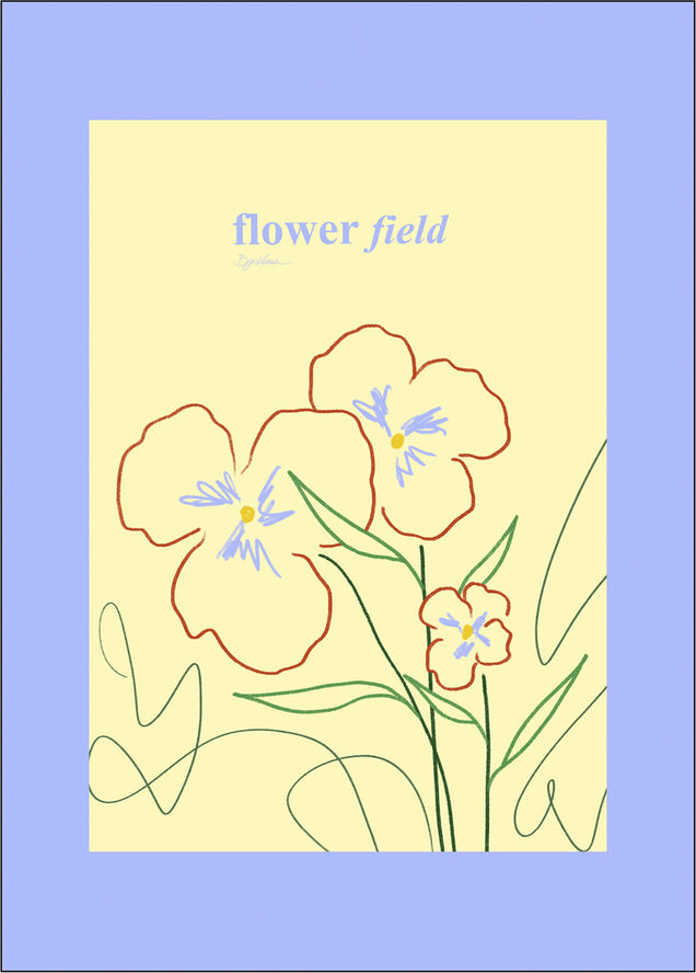Poster & Frame Flower Field 01 Blå