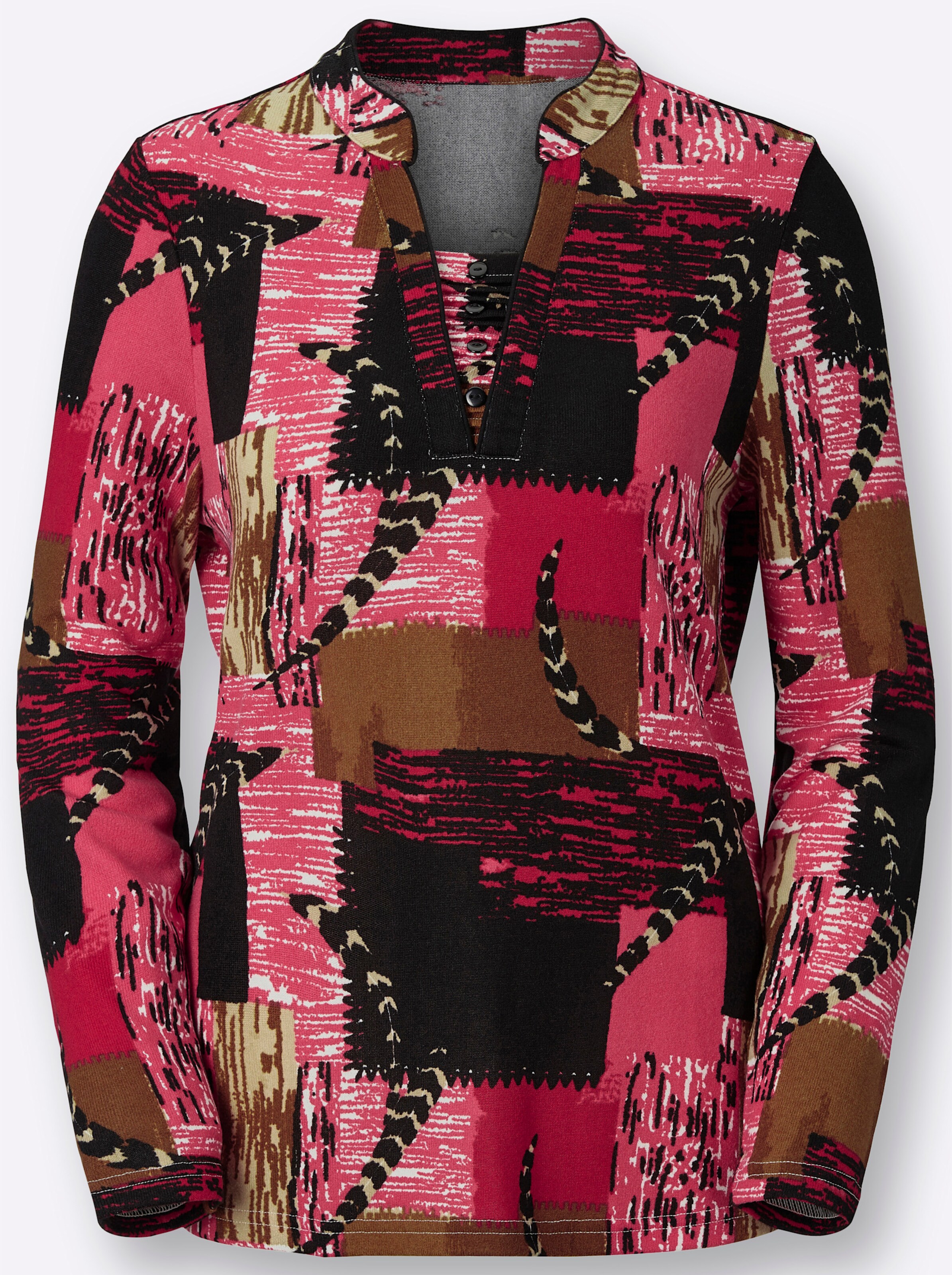 2-in-1-Shirt in rot-schwarz-bedruckt