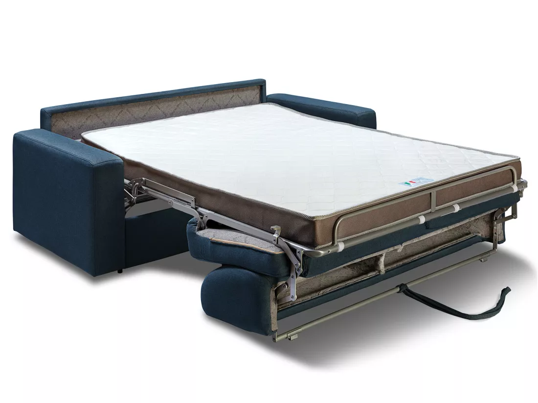 Canapé 3 places convertible express en tissu bleu nuit COGLIO
