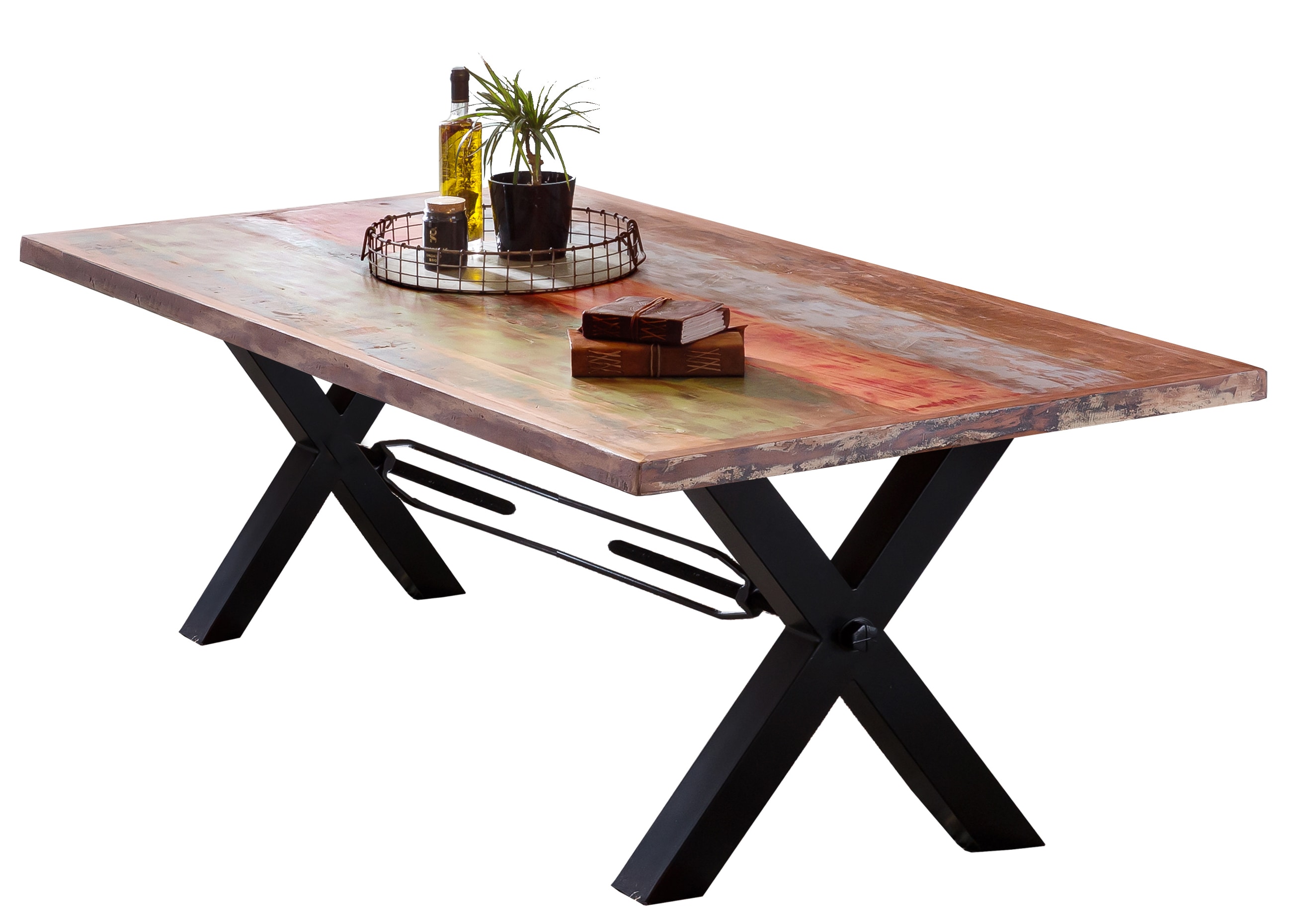 Tisch 200x100 Altholz bunt Eisen Holztisch Küchentisch Esstisch Speisetisch